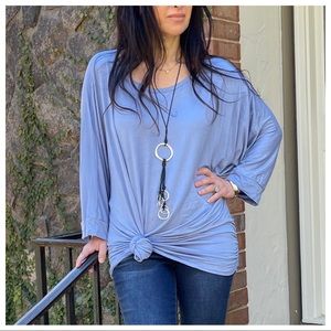 OVERSIZED 3/4 DOLMAN SLEEVES shirring TUNIC TOP